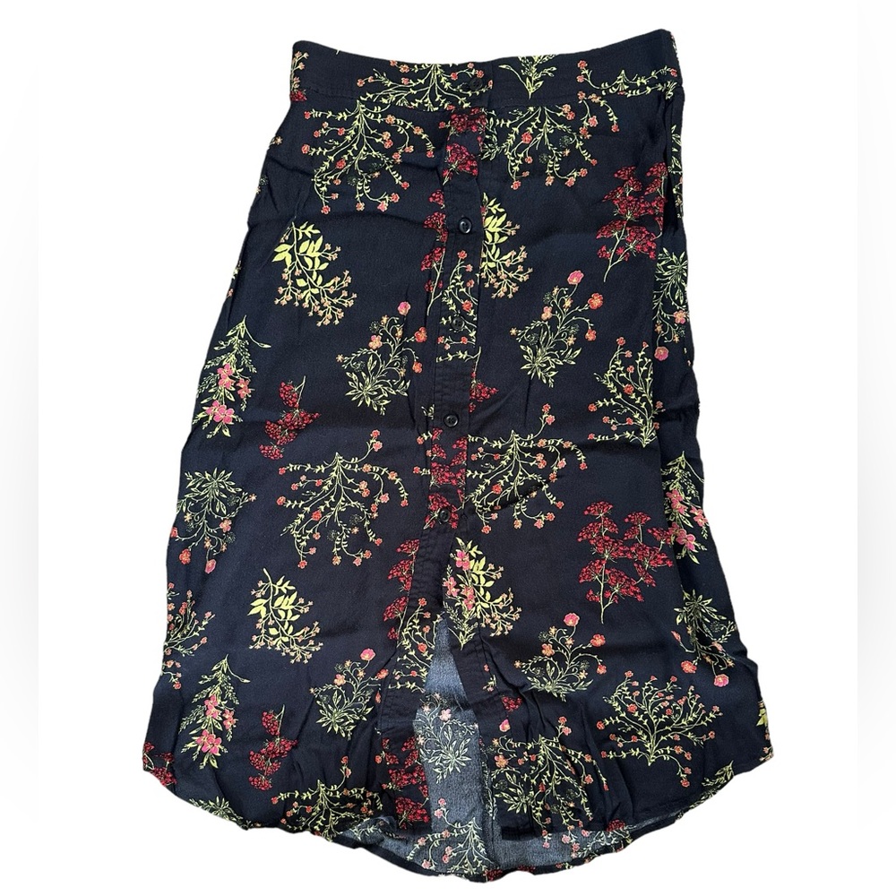 Midi black  red and orange floral skirt